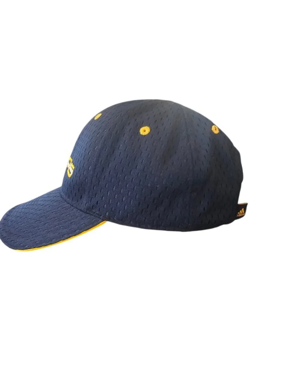 Adidas Youth Hat Cap Navy Blue Yellow Embroidered Logo Mesh Adjustable